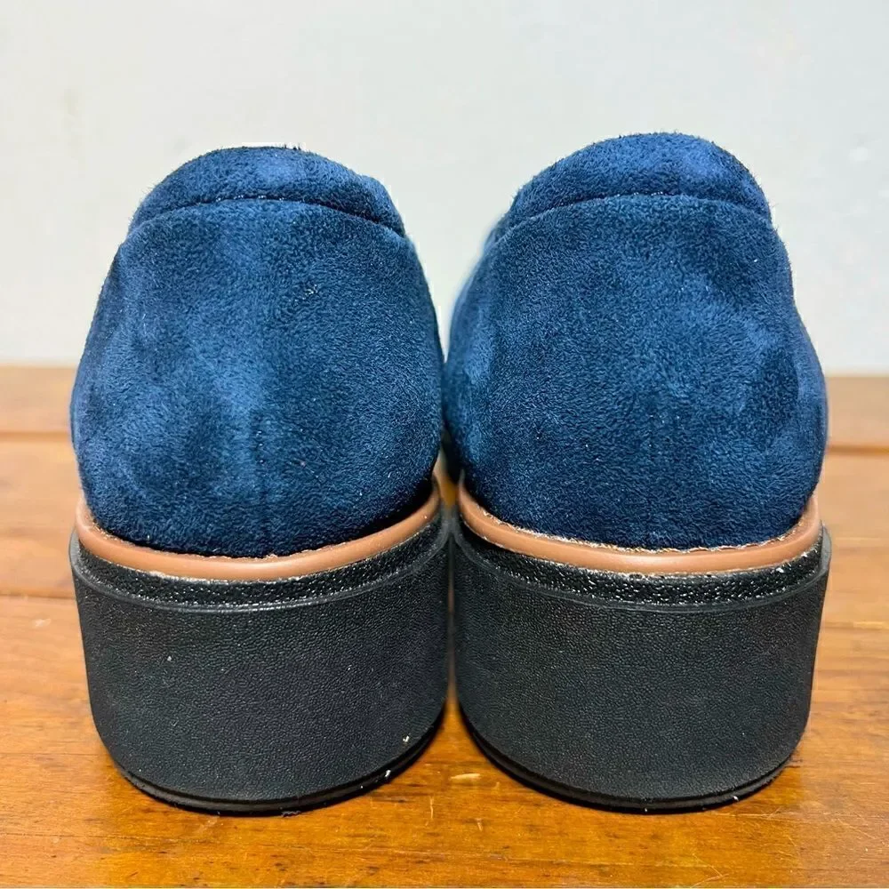 Clarks Collection‎ Sharon Villa Slip On Loafers Blue Suede Flatform Womens 9.5